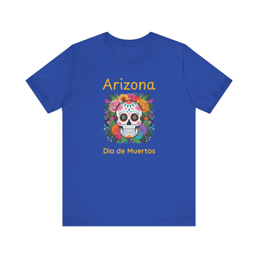 Dia de Muertos Unisex Tee, Arizona Skull Shirt, Day of the Dead Apparel, Festival T-Shirt,  Celebration Top