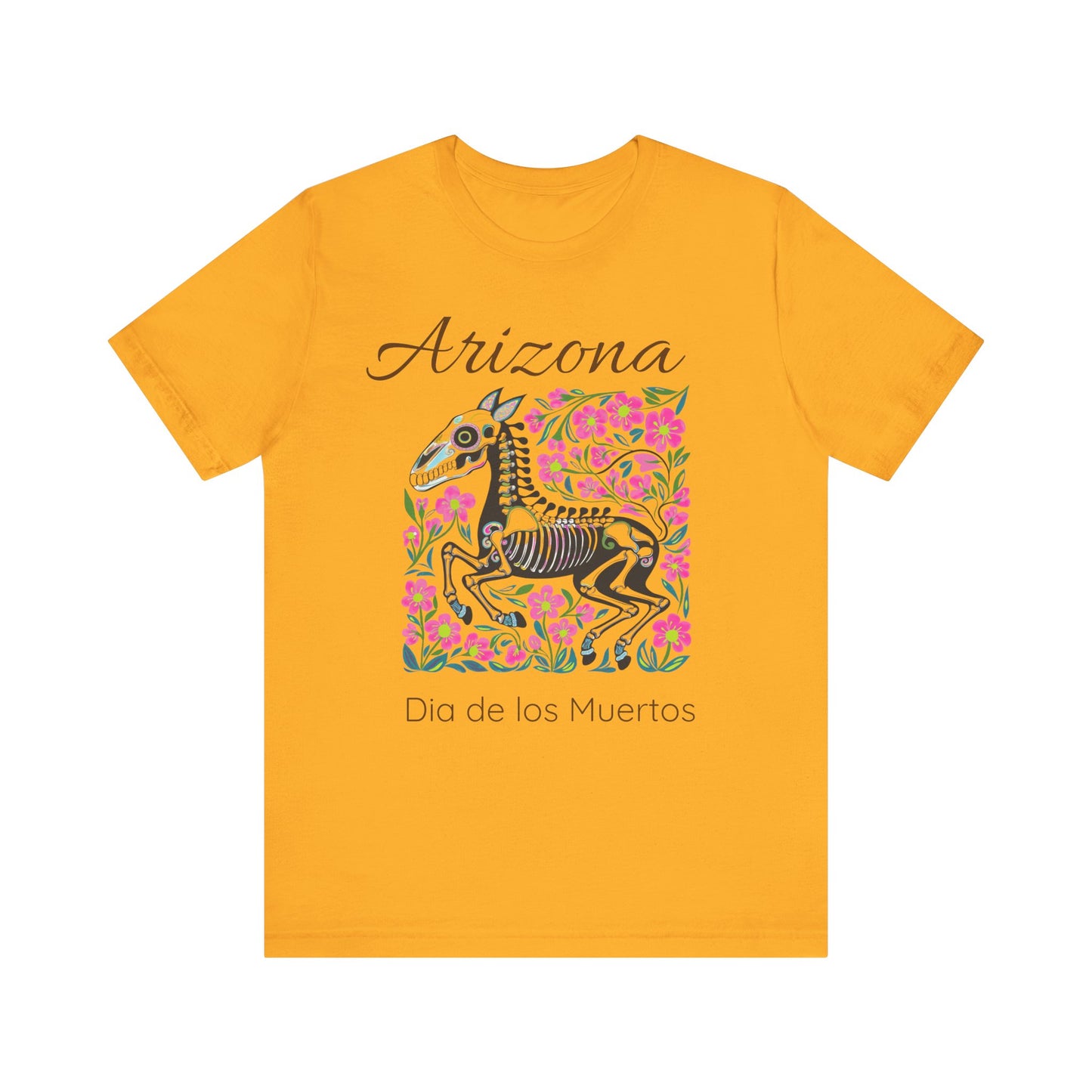 Dia de los Muertos Unisex Tee, Skull Art Shirt, Horse Skeleton,Arizona Gift, Fall Fashion, Halloween Celebration, Fiery Spirit