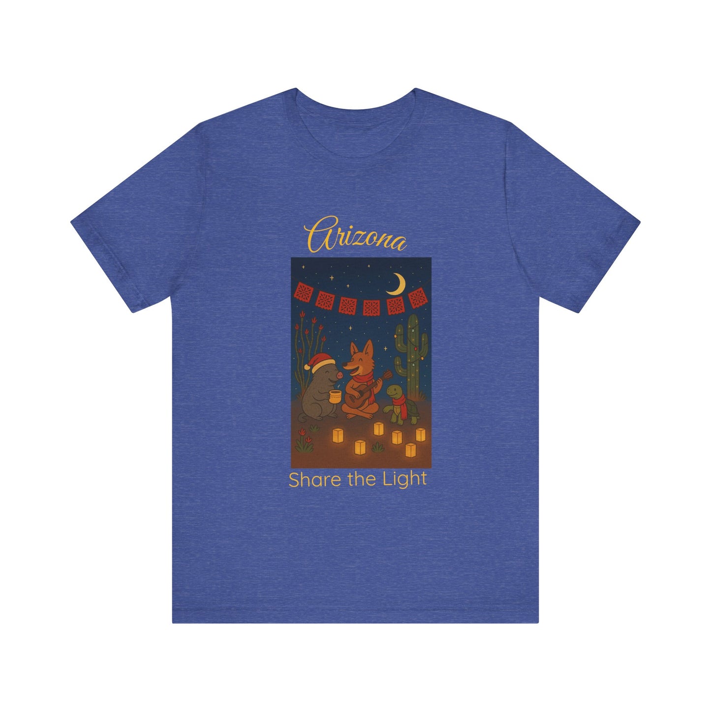 Arizona Desert Share the Light Unisex Tee, Southwest Vacation Shirt, Cactus Graphic T-Shirt, Gift for Travelers, Nature Lover Tee, Sunset