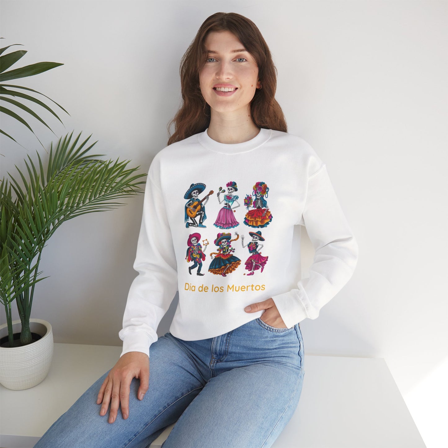 Dia de los Muertos Crewneck Sweatshirt, Cozy Halloween Sweatshirt, Unisex Sweatshirt, Festival Apparel, Mexican Cultural Celebration Clothing