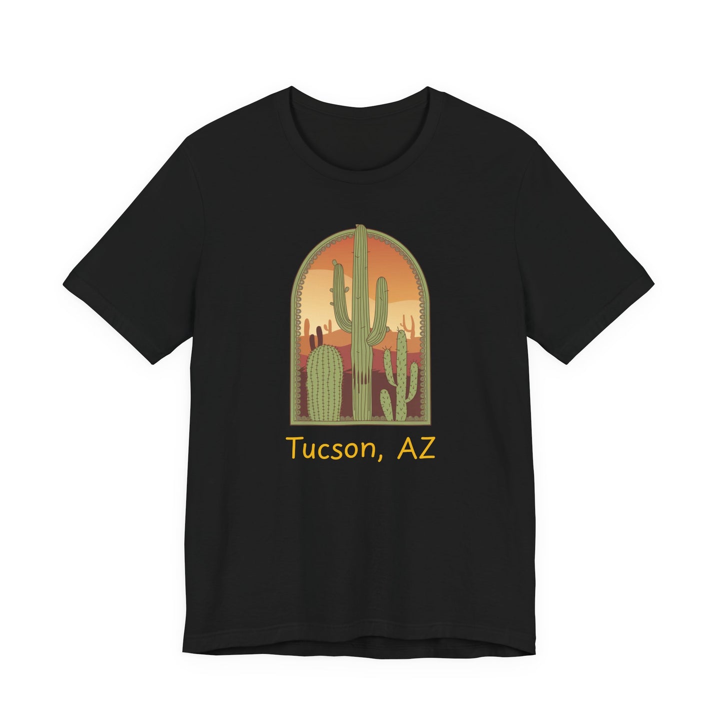 Desert Sunset Tee, Tucson Cactus Shirt, Unisex Short Sleeve, Gifts for Nature Lovers, Southwest Apparel, Travel Souvenir