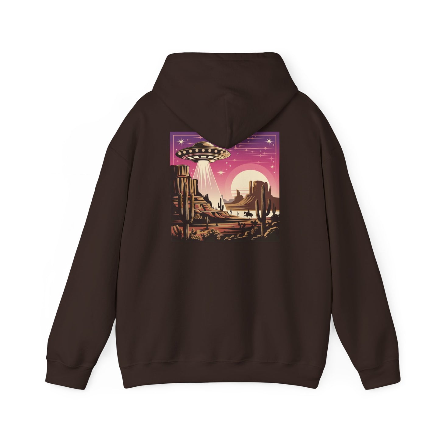 Vintage UFO Adventure Hoodie, Retro Space Sweatshirt, Unisex Hooded Pullover, Sci-Fi Gift, Cool Graphic Hoodie