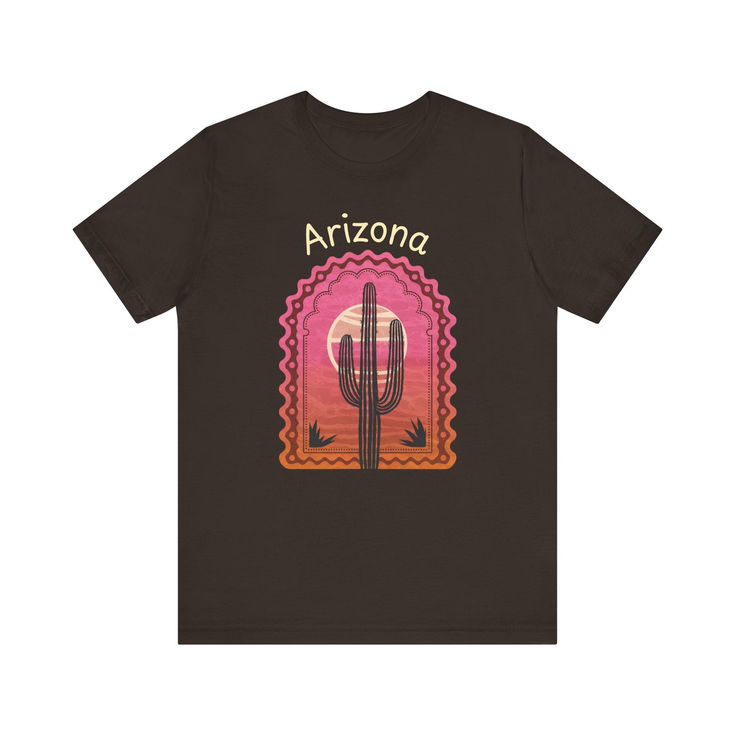Desert Saguaro Sunset Graphic Tee for Nature Lovers, Boho Summer Shirt, Gift for Adventurers, Vacation Wear, Casual Outfit