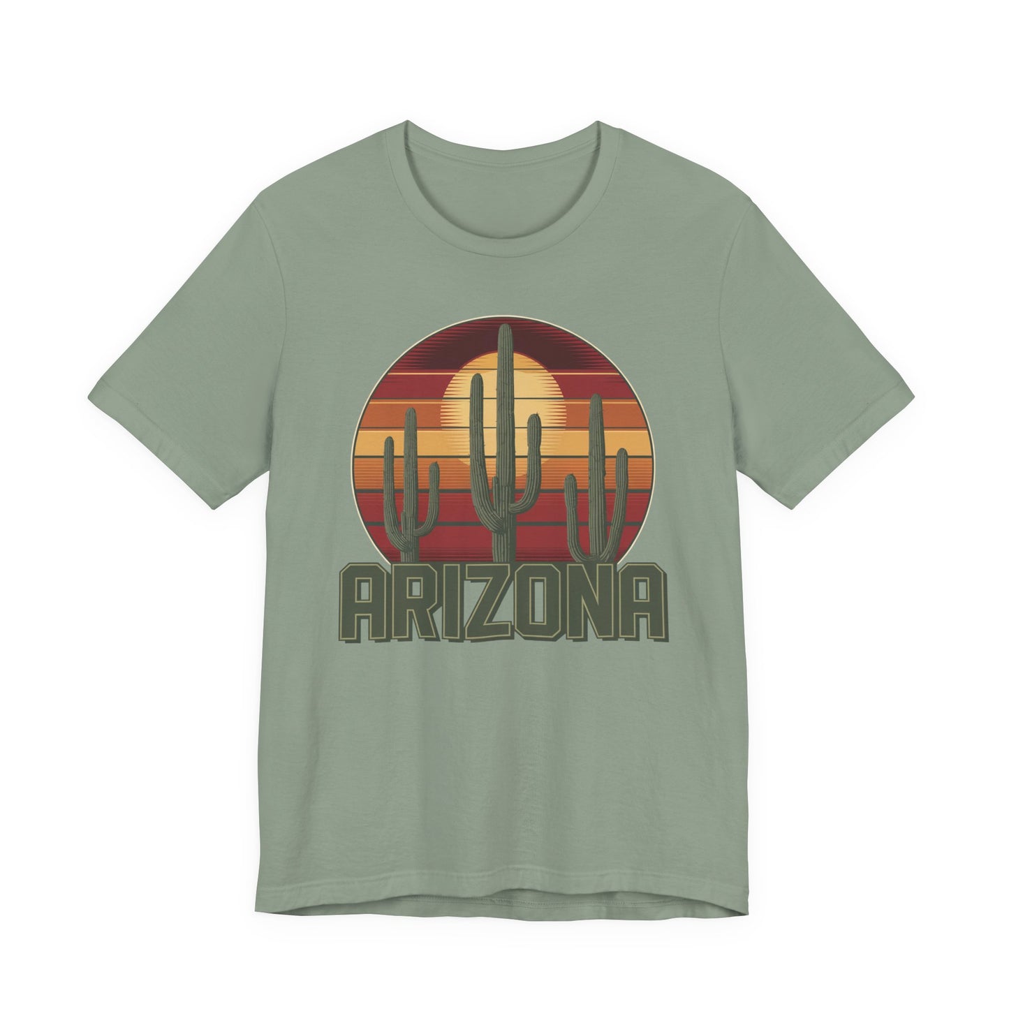 Arizona Desert Landscape Three Saguaro Cactus at Sunset Graphic Tee for Nature Lovers, Boho Summer Shirt, Gift for Adventurers, Vacation Wear, Casual Outfit