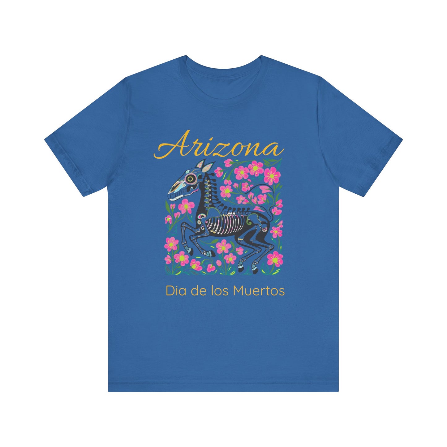 Dia de los Muertos Unisex Tee, Skull Art Shirt, Horse Skeleton,Arizona Gift, Fall Fashion, Halloween Celebration, Fiery Spirit