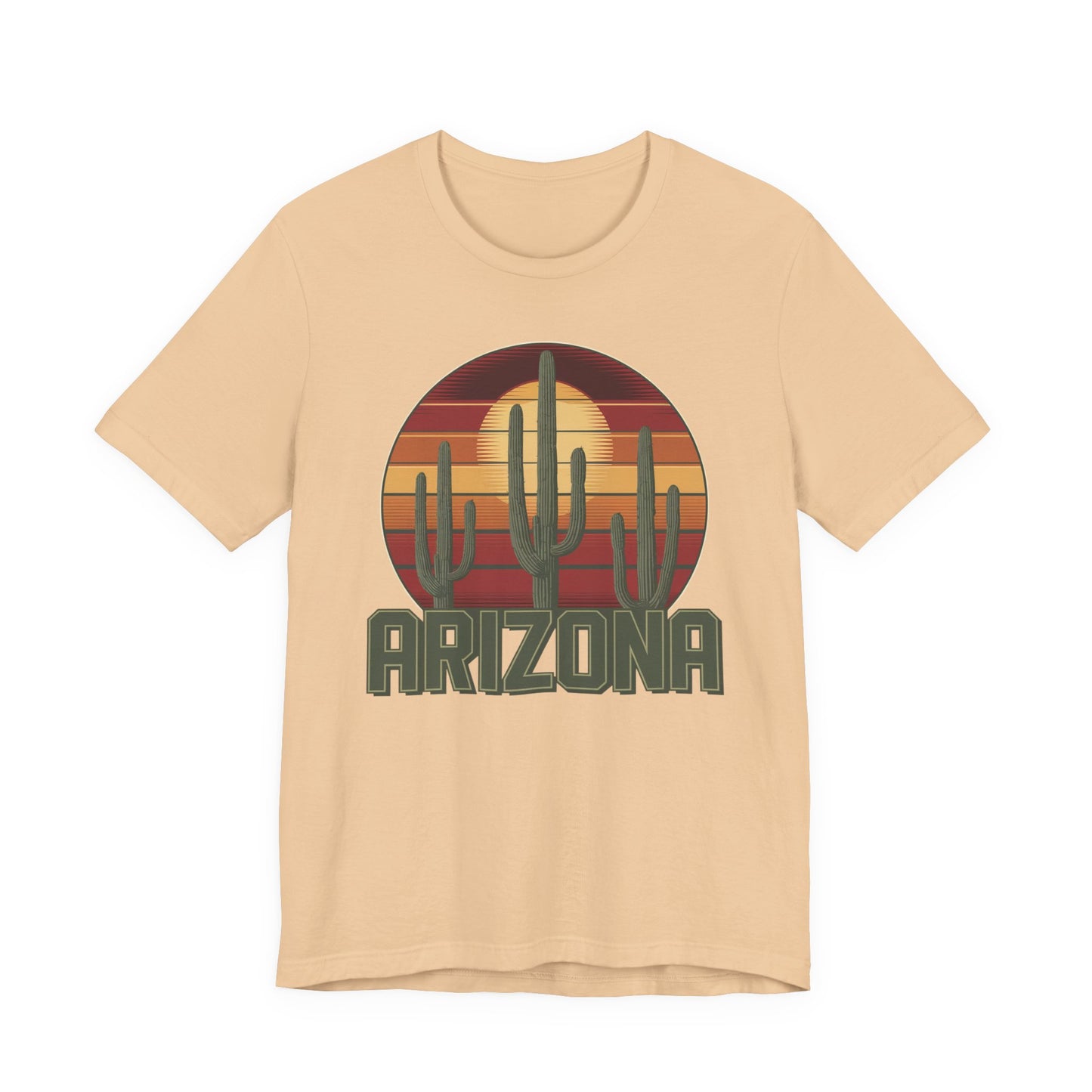 Arizona Desert Landscape Three Saguaro Cactus at Sunset Graphic Tee for Nature Lovers, Boho Summer Shirt, Gift for Adventurers, Vacation Wear, Casual Outfit