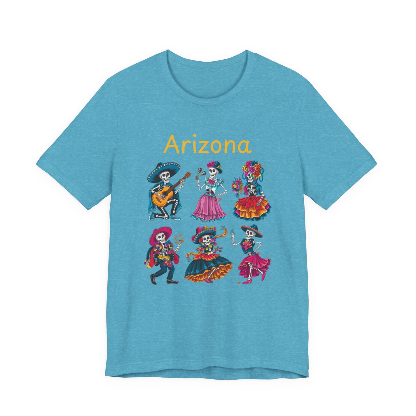 Day of the Dead Inspired Tee, Arizona Theme T-Shirt, Unisex Graphic Tee, Halloween Style Top, Mexican  Festival Wear