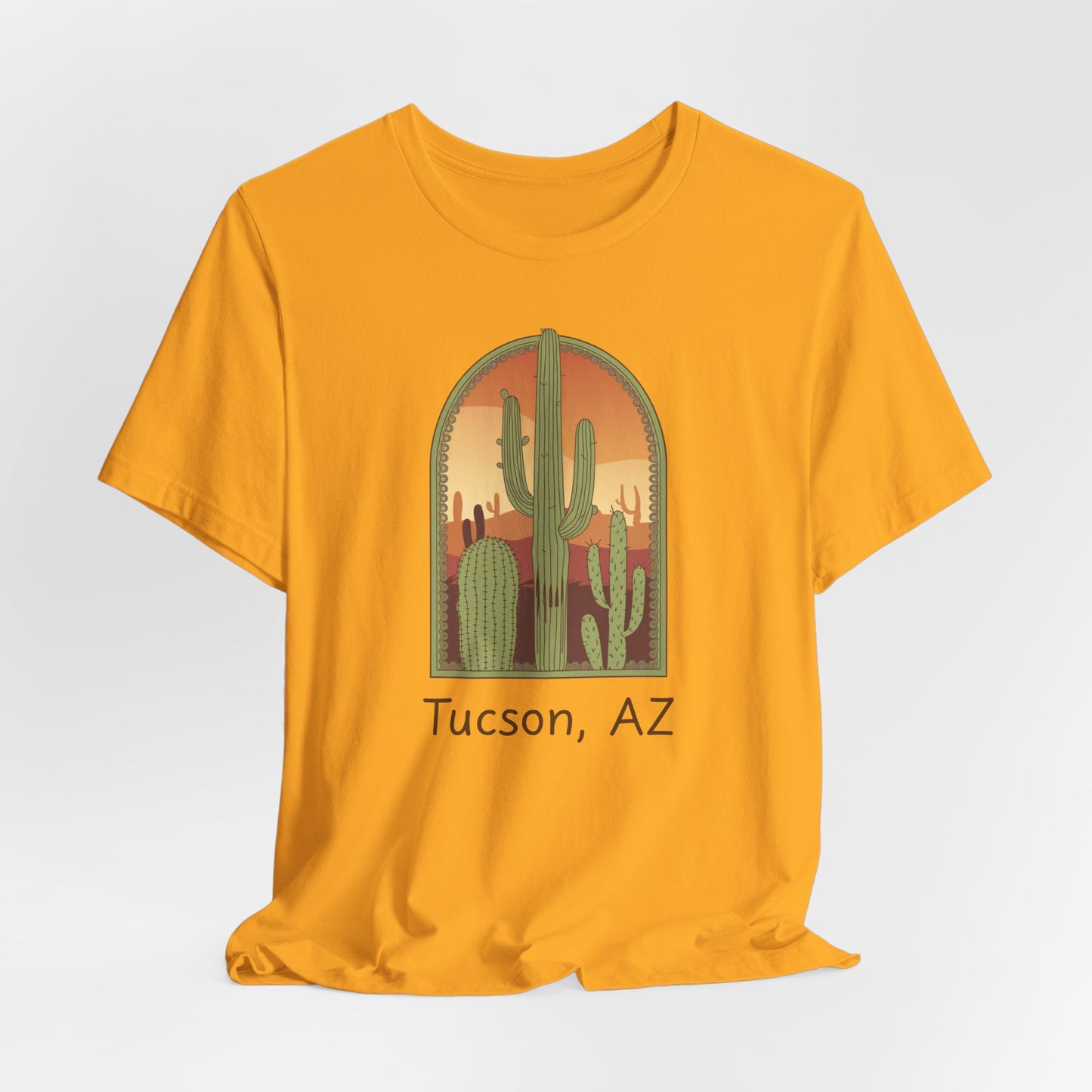 Desert Sunset Tee, Tucson Cactus Shirt, Unisex Short Sleeve, Gifts for Nature Lovers, Southwest Apparel, Travel Souvenir