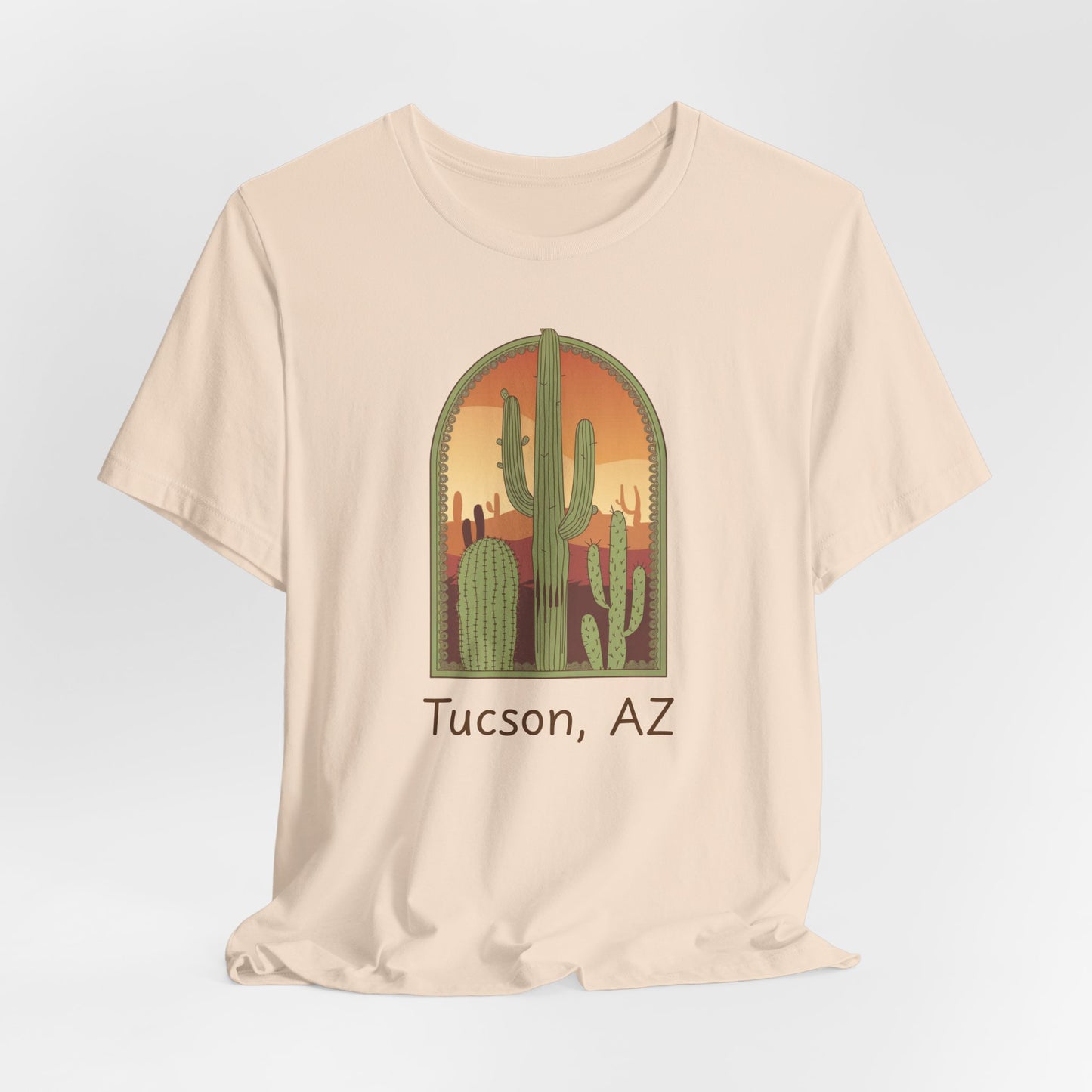 Desert Sunset Tee, Tucson Cactus Shirt, Unisex Short Sleeve, Gifts for Nature Lovers, Southwest Apparel, Travel Souvenir