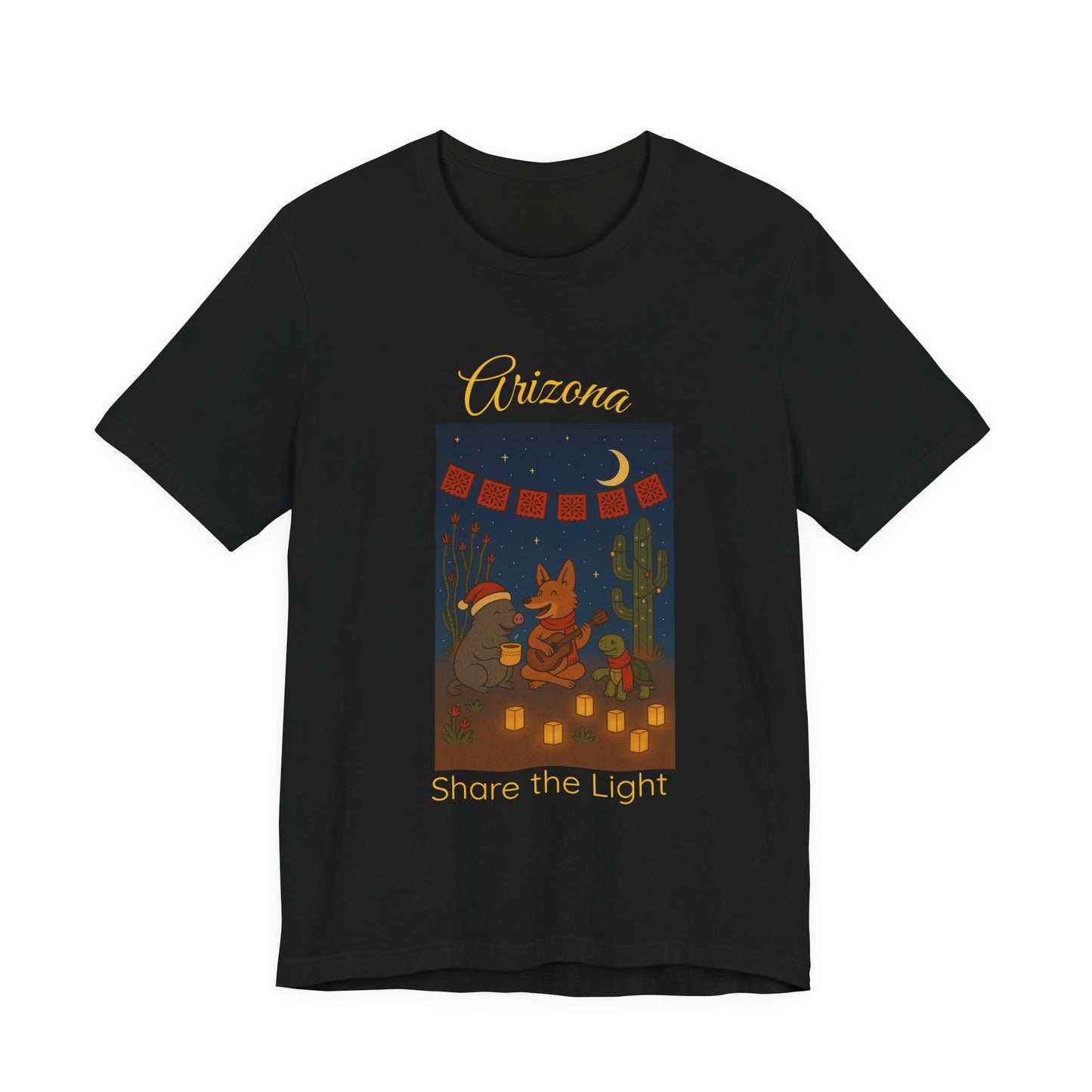 Arizona Desert Share the Light Unisex Tee, Southwest Vacation Shirt, Cactus Graphic T-Shirt, Gift for Travelers, Nature Lover Tee, Sunset