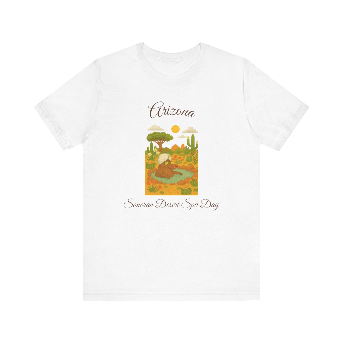 Arizona Sonoran Desert  Javelina Spa Day Souvenir Tee, Unisex Short Sleeve Shirt, Nature Lover Gift, Holiday Casual Wear, Adventure T-Shirt, Summer Travel Souvenir