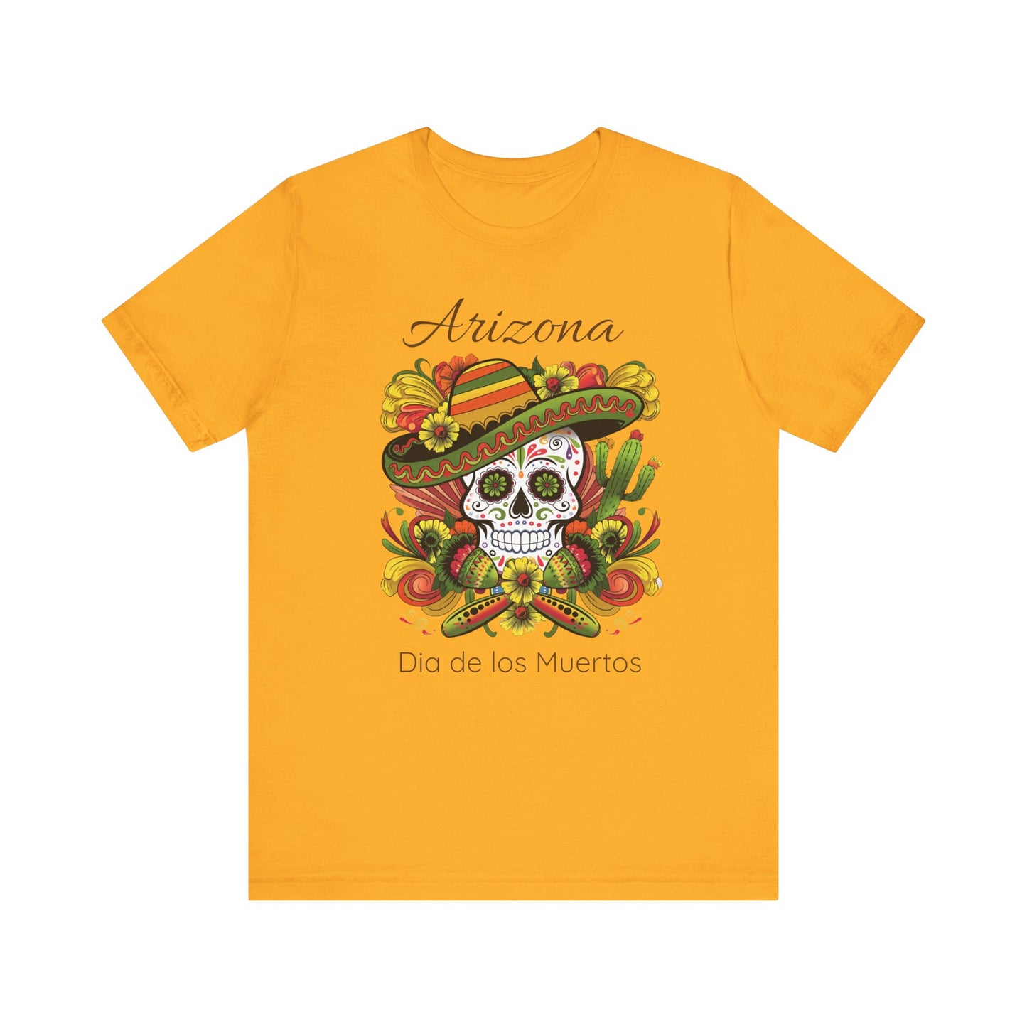 Dia de los Muertos Unisex Jersey Tee, Colorful Skull T-Shirt, Arizona Design, Holiday Apparel, Casual Wear, Gifts for Him and Her