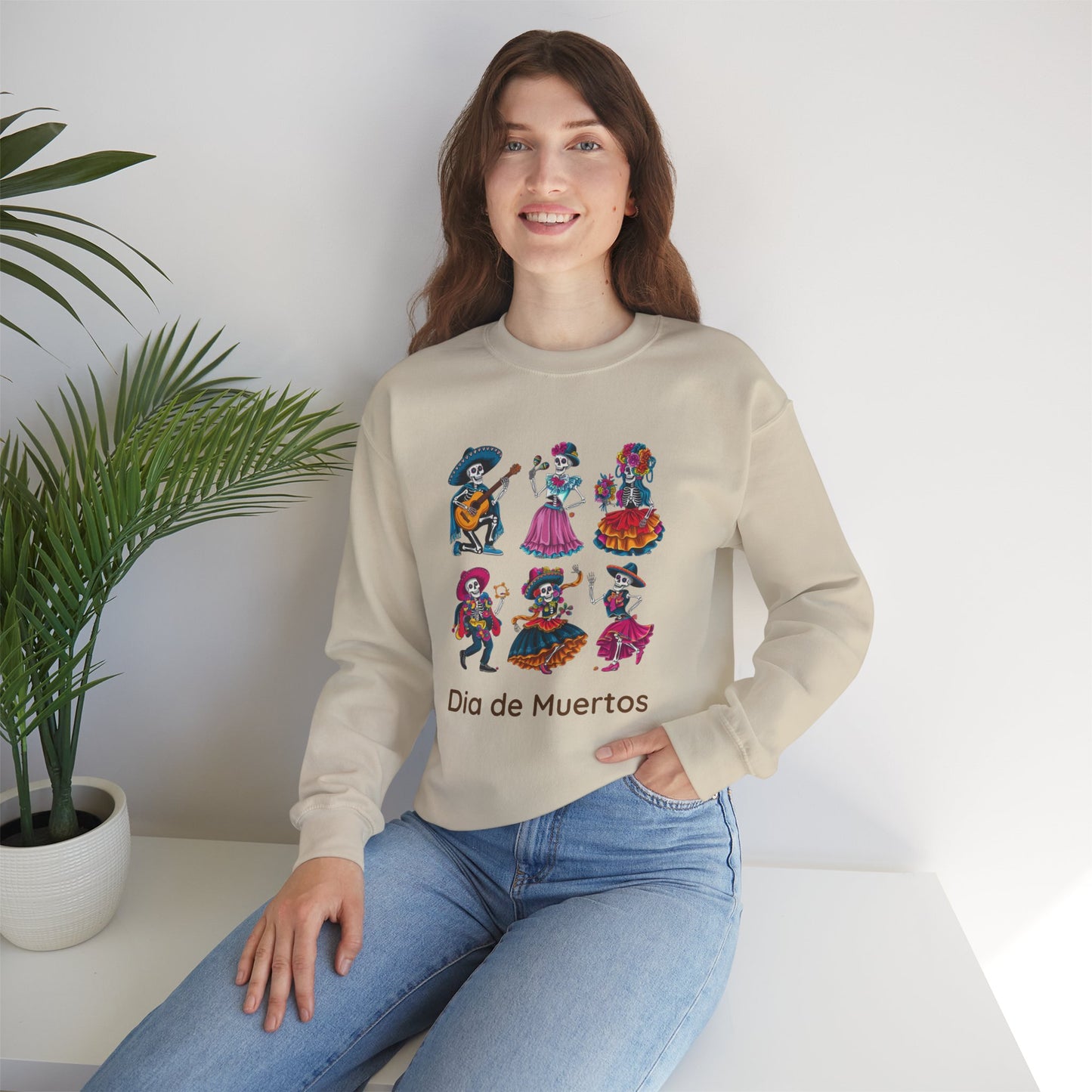 Dia de los Muertos Crewneck Sweatshirt, Cozy Halloween Sweatshirt, Unisex Sweatshirt, Festival Apparel, Mexican Cultural Celebration Clothing