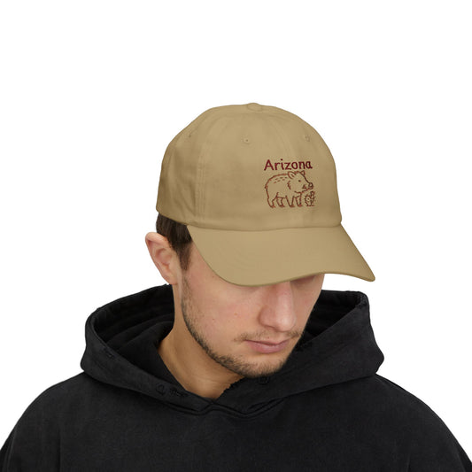 Arizona Javelina and cactus Embroidered Classic Dad Cap | Casual Summer Hat, Gift for Him, Outdoor Adventures, Travel, Fashion Accessory