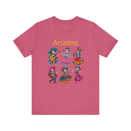 Day of the Dead Inspired Tee, Arizona Theme T-Shirt, Unisex Graphic Tee, Halloween Style Top, Mexican  Festival Wear