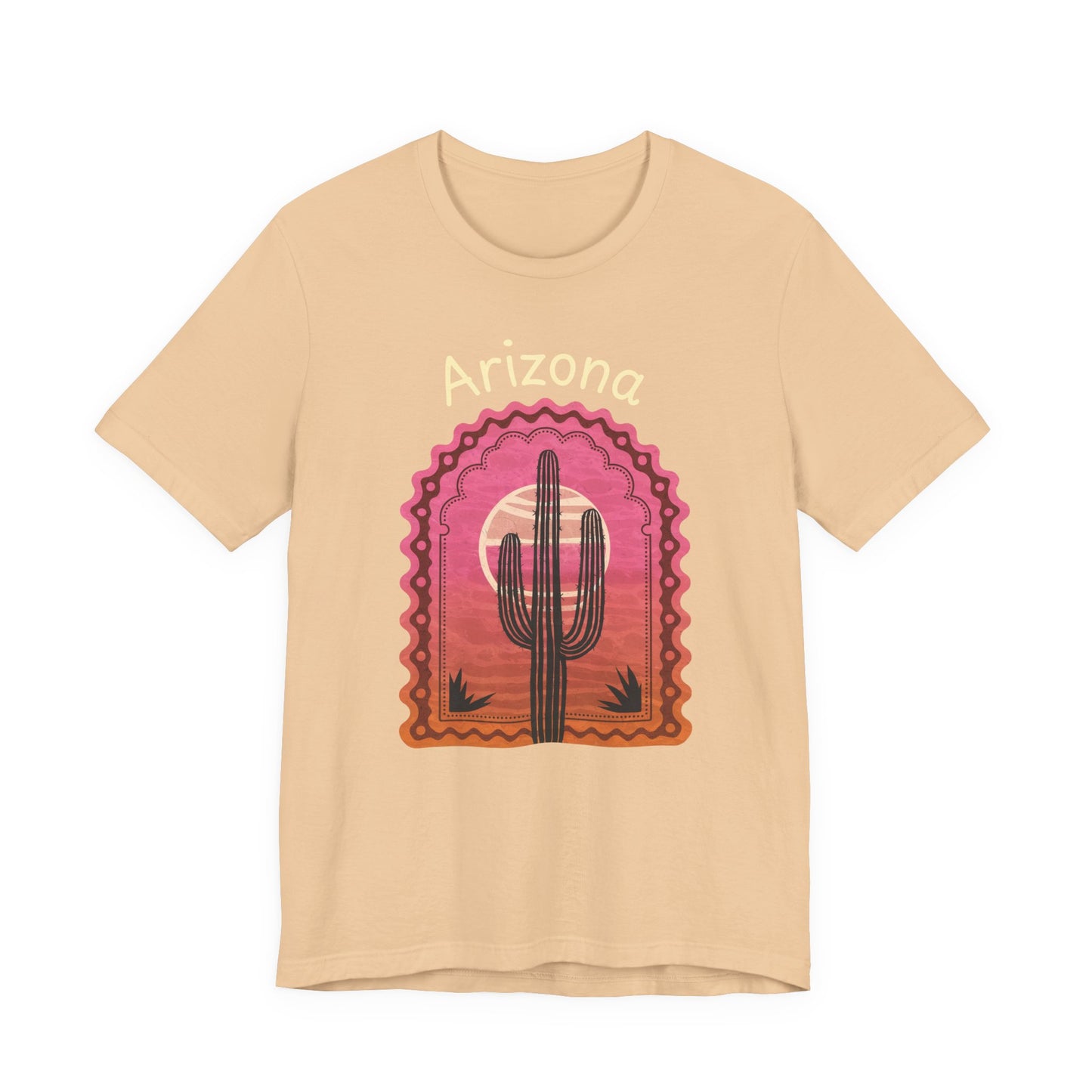 Desert Saguaro Sunset Graphic Tee for Nature Lovers, Boho Summer Shirt, Gift for Adventurers, Vacation Wear, Casual Outfit