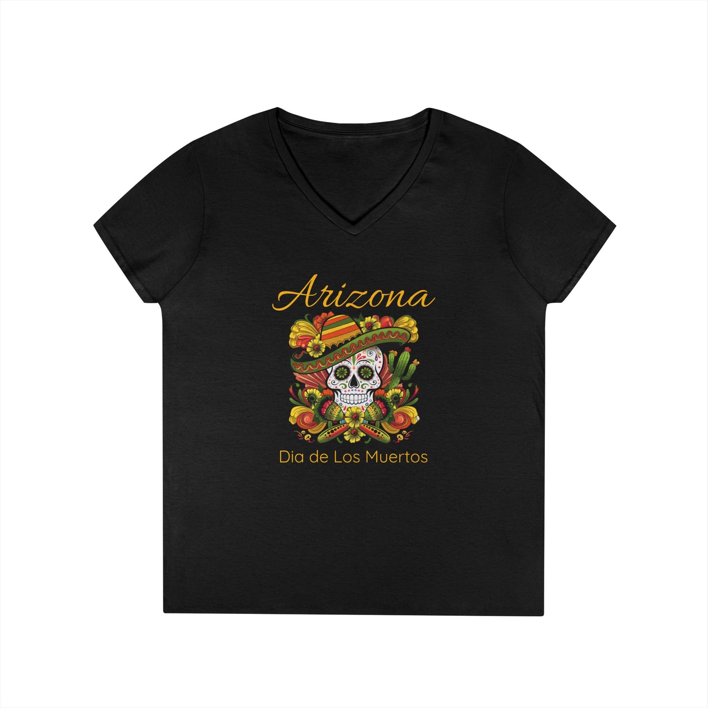 V-Neck T-Shirt Day of the Dead Sugar Skull Women's Tee