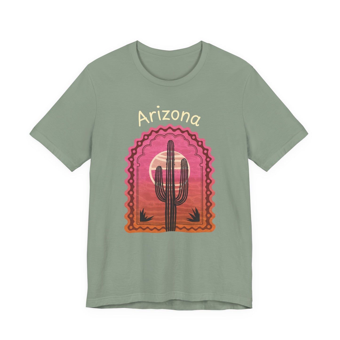 Desert Saguaro Sunset Graphic Tee for Nature Lovers, Boho Summer Shirt, Gift for Adventurers, Vacation Wear, Casual Outfit