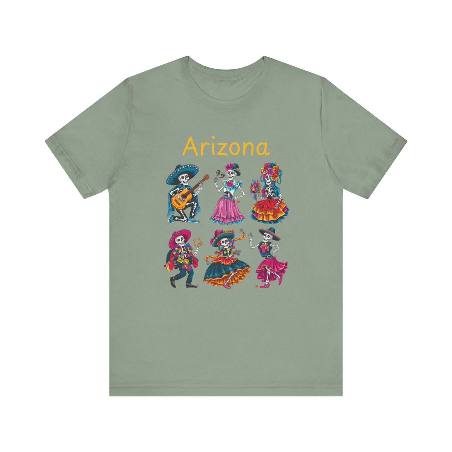 Day of the Dead Inspired Tee, Arizona Theme T-Shirt, Unisex Graphic Tee, Halloween Style Top, Mexican  Festival Wear