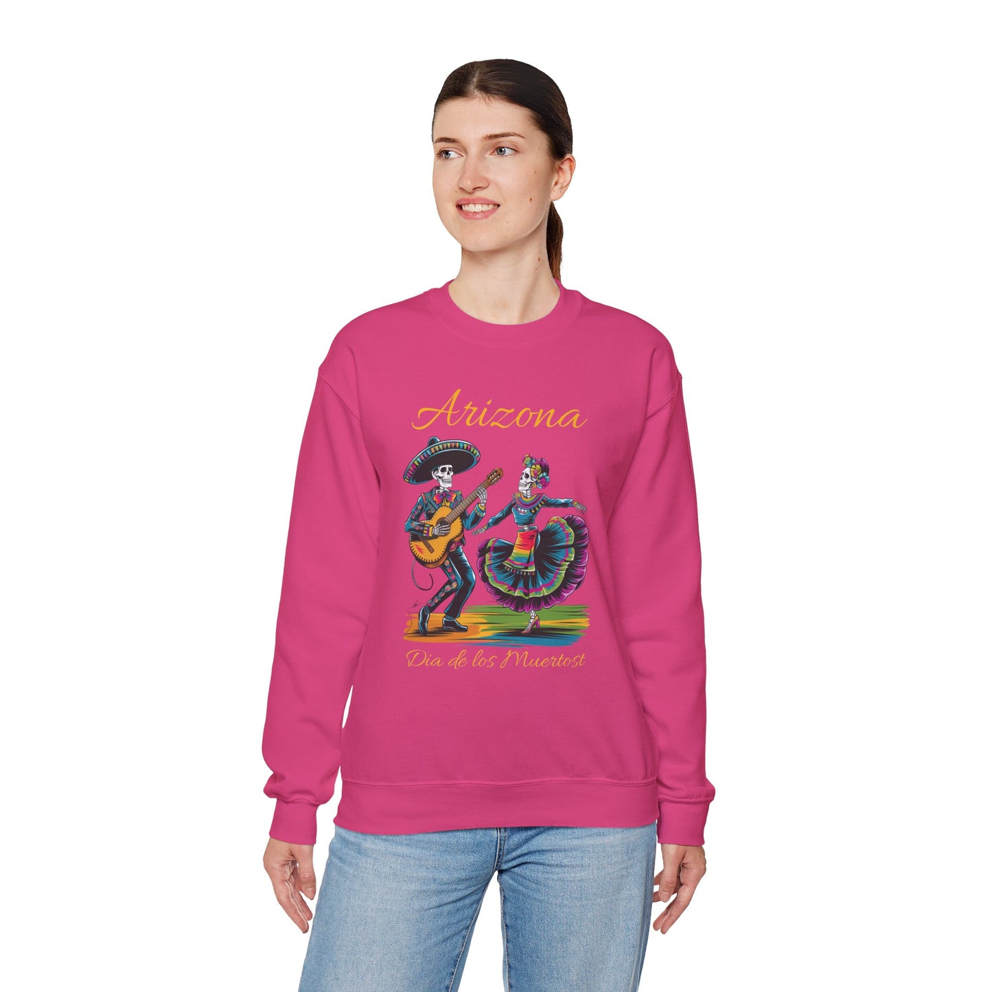 Arizona Día de los Muertos Sweatshirt, Cozy Crewneck, Unisex Apparel, Day of the Dead Gift, Fall Fashion Layer