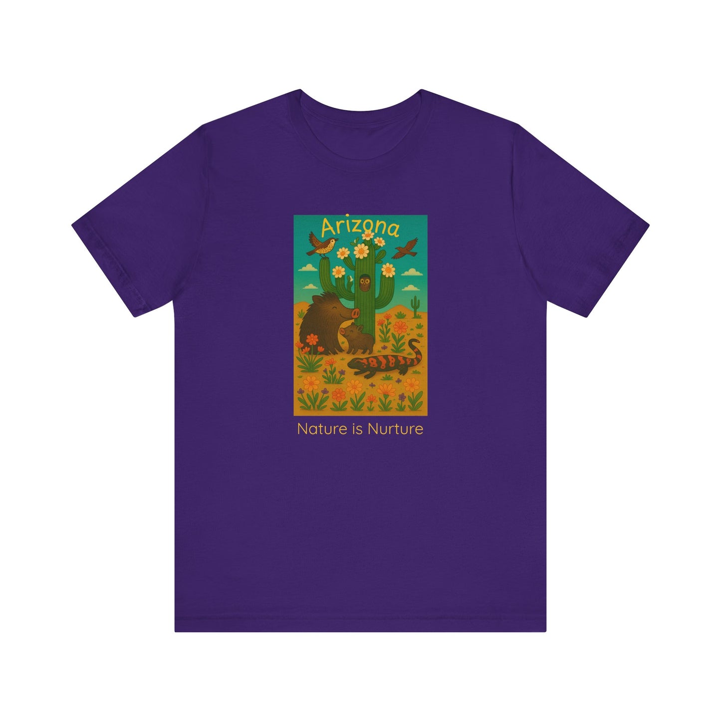 Arizona Desert Saguaro cactus in bloom ,Unisex Tee, Southwest Botanical Shirt, Nature Lover Gift, Boho Desert Top, Desert Critters Tshirt,