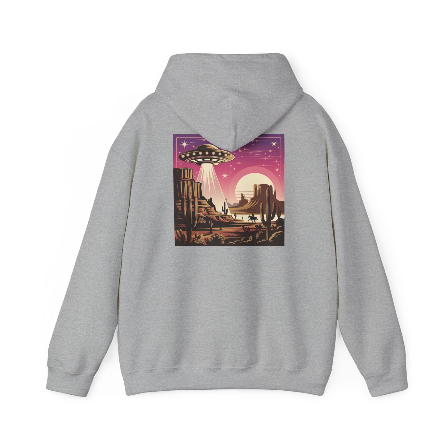 Vintage UFO Adventure Hoodie, Retro Space Sweatshirt, Unisex Hooded Pullover, Sci-Fi Gift, Cool Graphic Hoodie