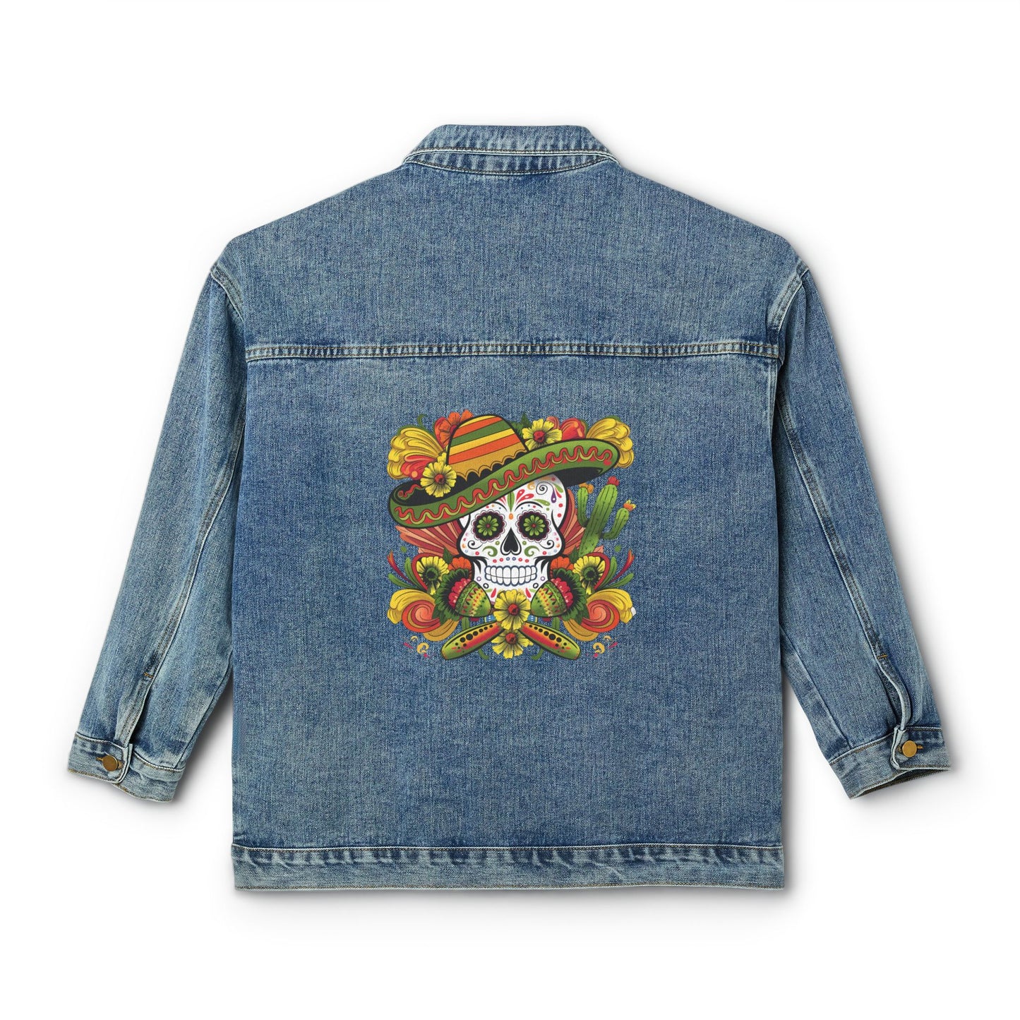 Day of the Dead Women's Denim Jacket | Vintage Style, Casual Wear, Festival Outfit, Gift for Her, Boho Fashion