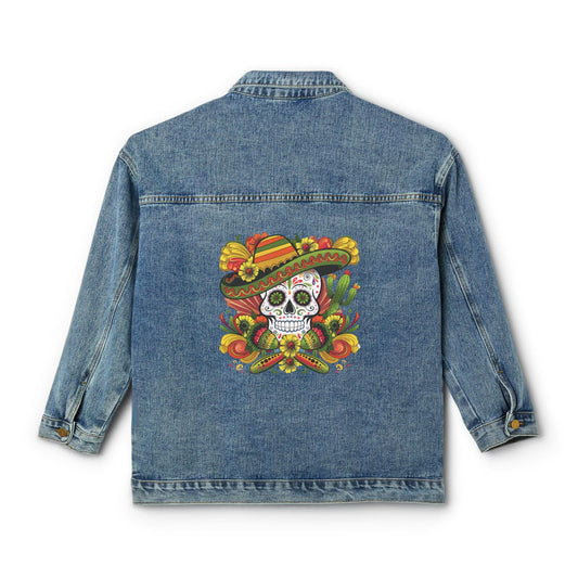 Day of the Dead Women's Denim Jacket | Vintage Style, Casual Wear, Festival Outfit, Gift for Her, Boho Fashion