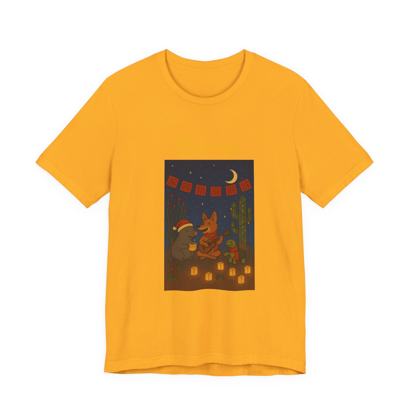 Arizona Desert Share the Light Unisex Tee, Southwest Vacation Shirt, Cactus Graphic T-Shirt, Gift for Travelers, Nature Lover Tee, Sunset