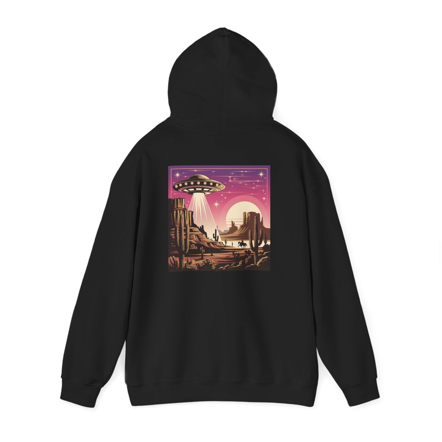 Vintage UFO Adventure Hoodie, Retro Space Sweatshirt, Unisex Hooded Pullover, Sci-Fi Gift, Cool Graphic Hoodie