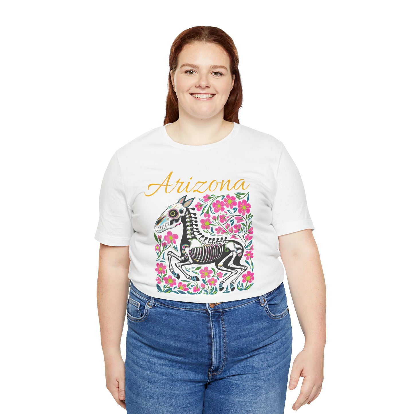 Dia de los Muertos Unisex Tee, Skull Art Shirt, Horse Skeleton,Arizona Gift, Fall Fashion, Halloween Celebration, Fiery Spirit