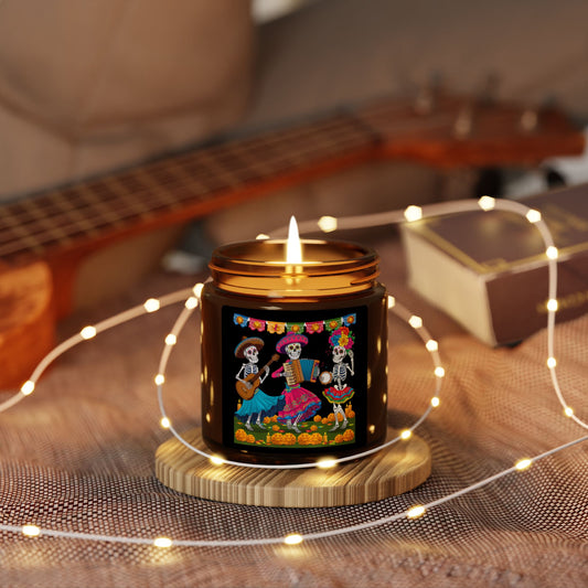Colorful Dia de los Muertos Scented Soy Candle, Handcrafted Candle, festive home decor, gifts for her, ambiance candle