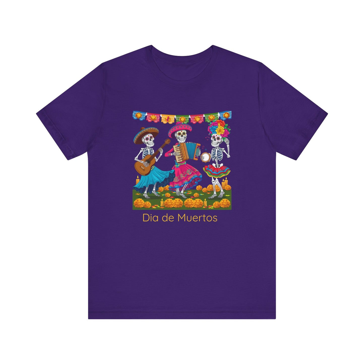 Dia de los Muertos Skeleton Tee, Mexican Folklore Unisex Shirt, Day of the Dead Short Sleeve Top, Dancing Skeletons T-Shirt, Mexican Culture