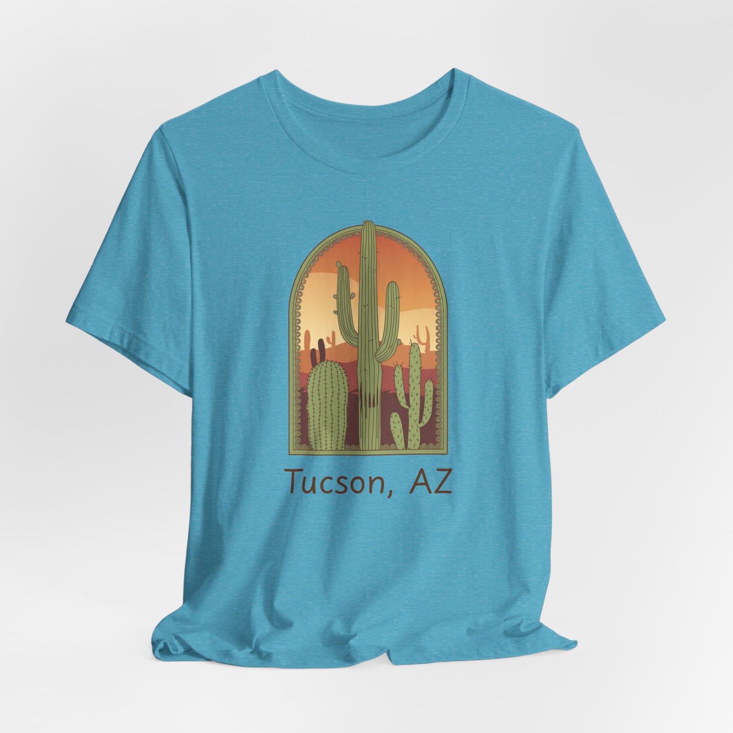 Desert Sunset Tee, Tucson Cactus Shirt, Unisex Short Sleeve, Gifts for Nature Lovers, Southwest Apparel, Travel Souvenir