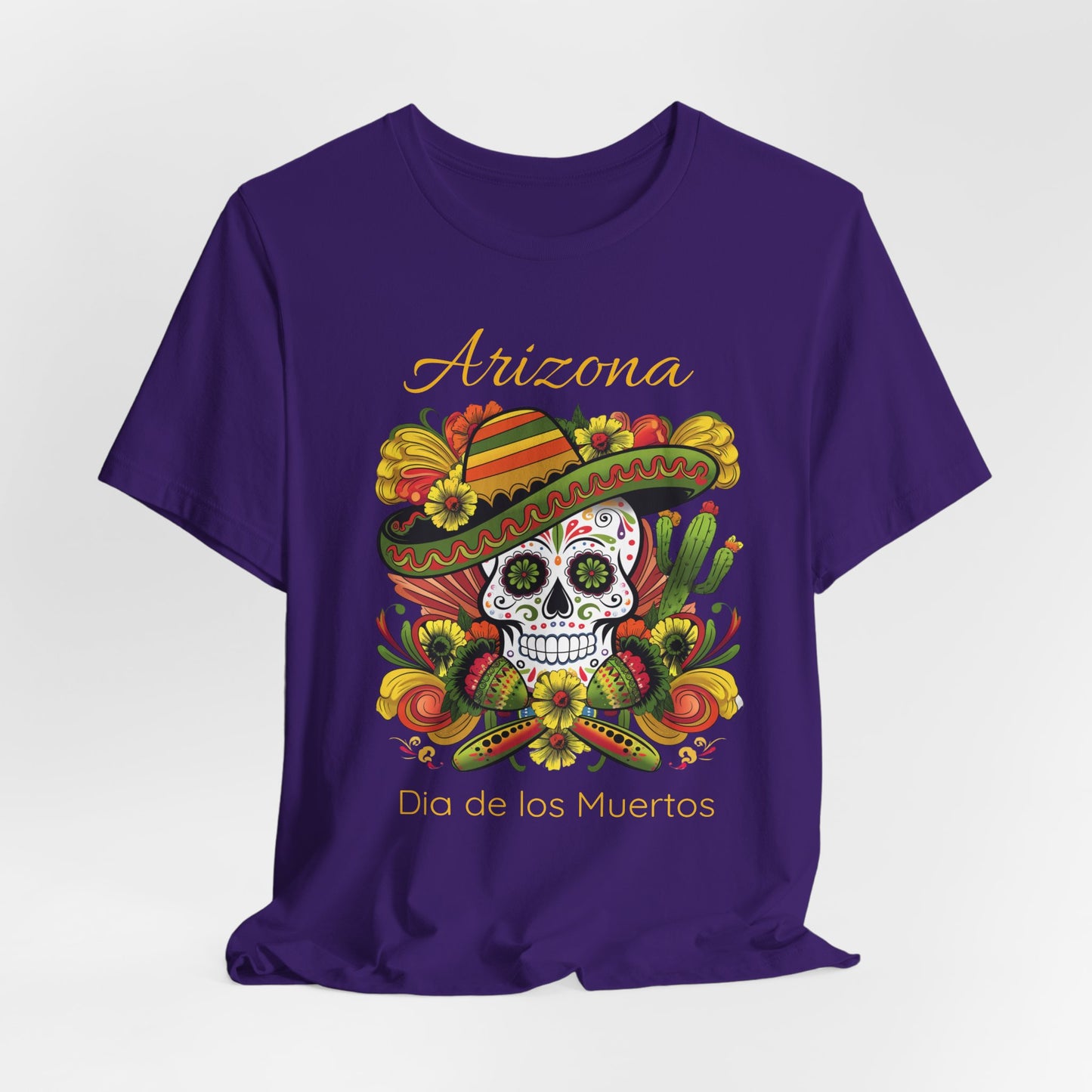 Dia de los Muertos Unisex Jersey Tee, Colorful Skull T-Shirt, Arizona Design, Holiday Apparel, Casual Wear, Gifts for Him and Her