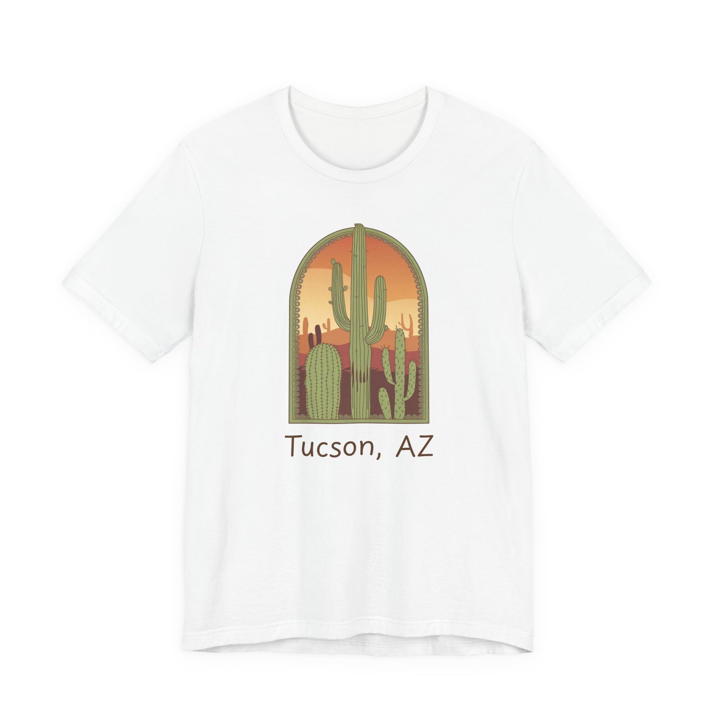 Desert Sunset Tee, Tucson Cactus Shirt, Unisex Short Sleeve, Gifts for Nature Lovers, Southwest Apparel, Travel Souvenir