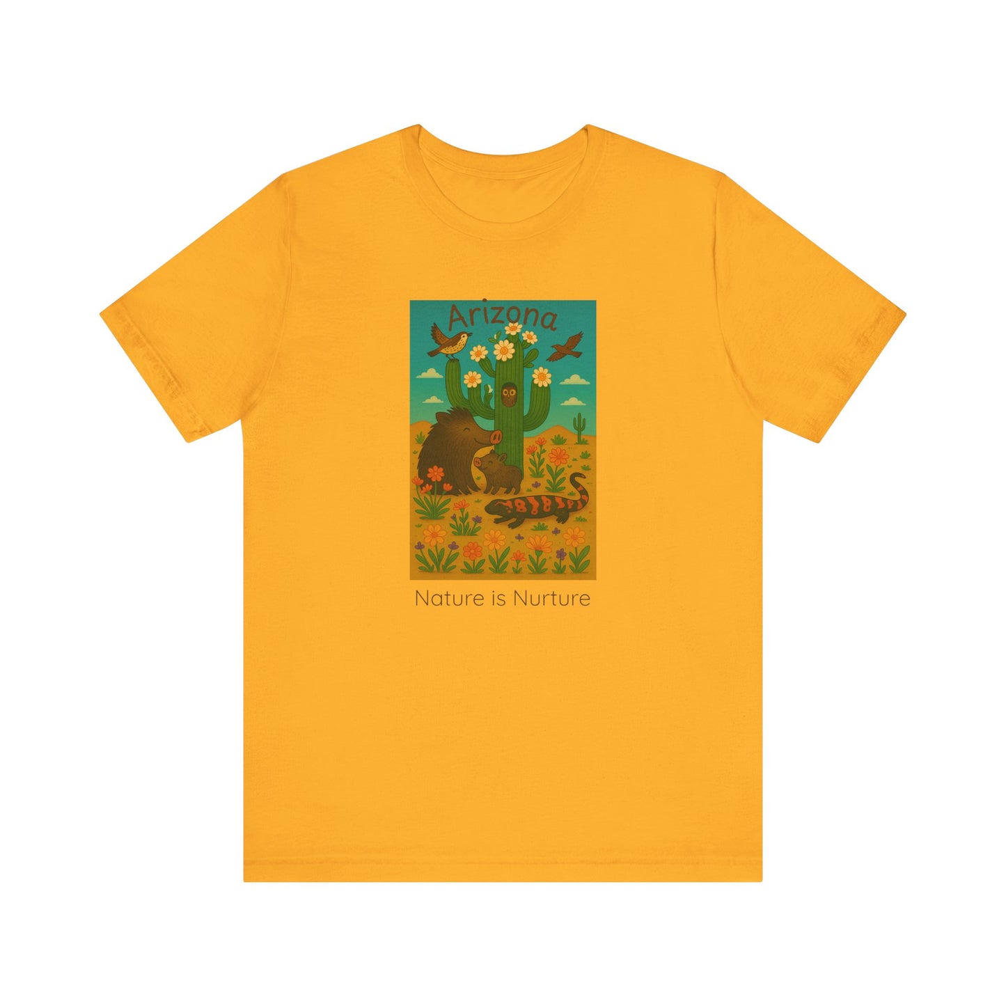 Arizona Desert Saguaro cactus in bloom ,Unisex Tee, Southwest Botanical Shirt, Nature Lover Gift, Boho Desert Top, Desert Critters Tshirt,