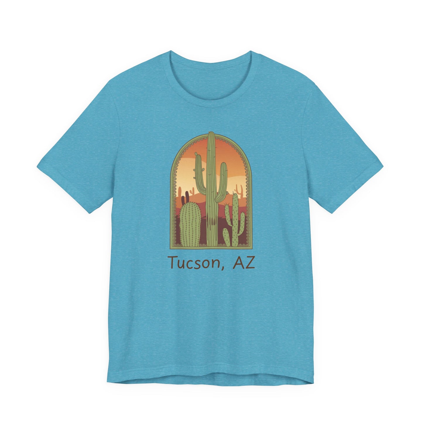 Desert Sunset Tee, Tucson Cactus Shirt, Unisex Short Sleeve, Gifts for Nature Lovers, Southwest Apparel, Travel Souvenir