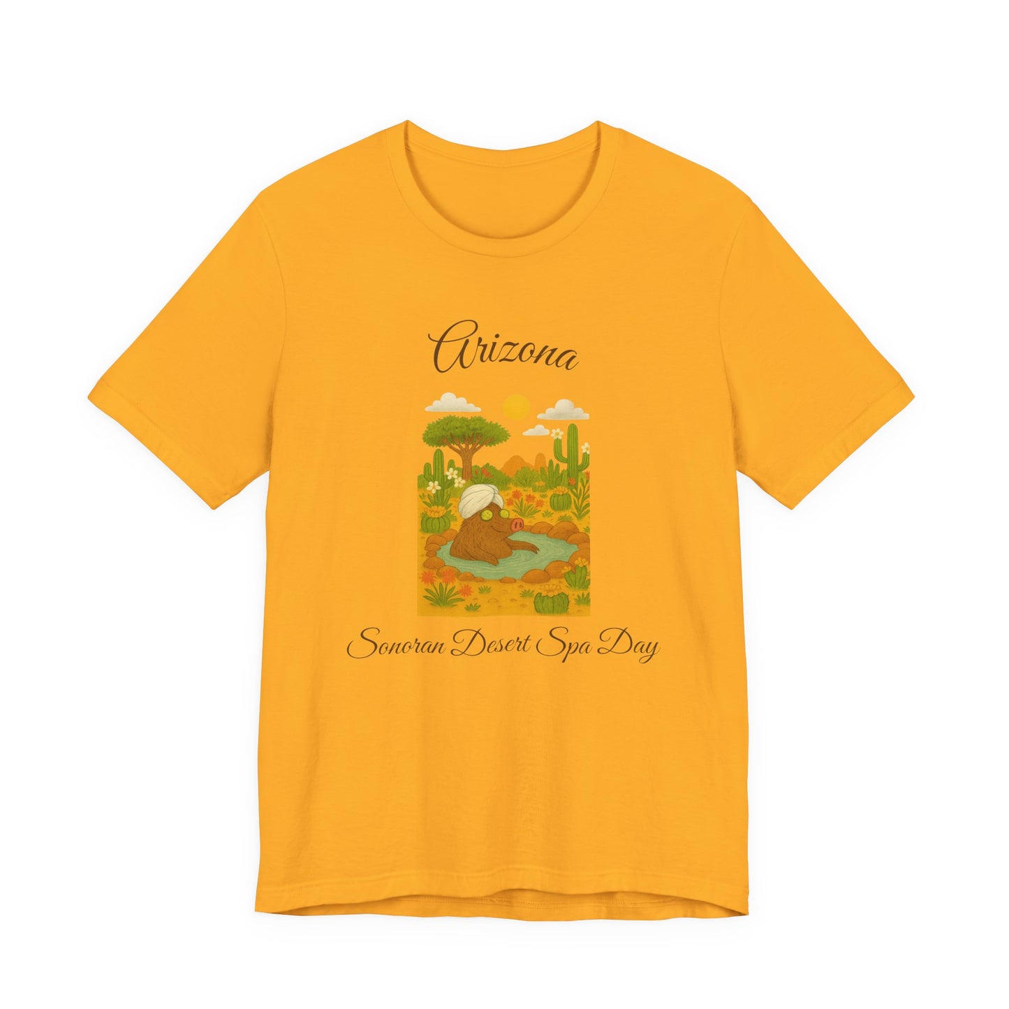 Arizona Sonoran Desert  Javelina Spa Day Souvenir Tee, Unisex Short Sleeve Shirt, Nature Lover Gift, Holiday Casual Wear, Adventure T-Shirt, Summer Travel Souvenir
