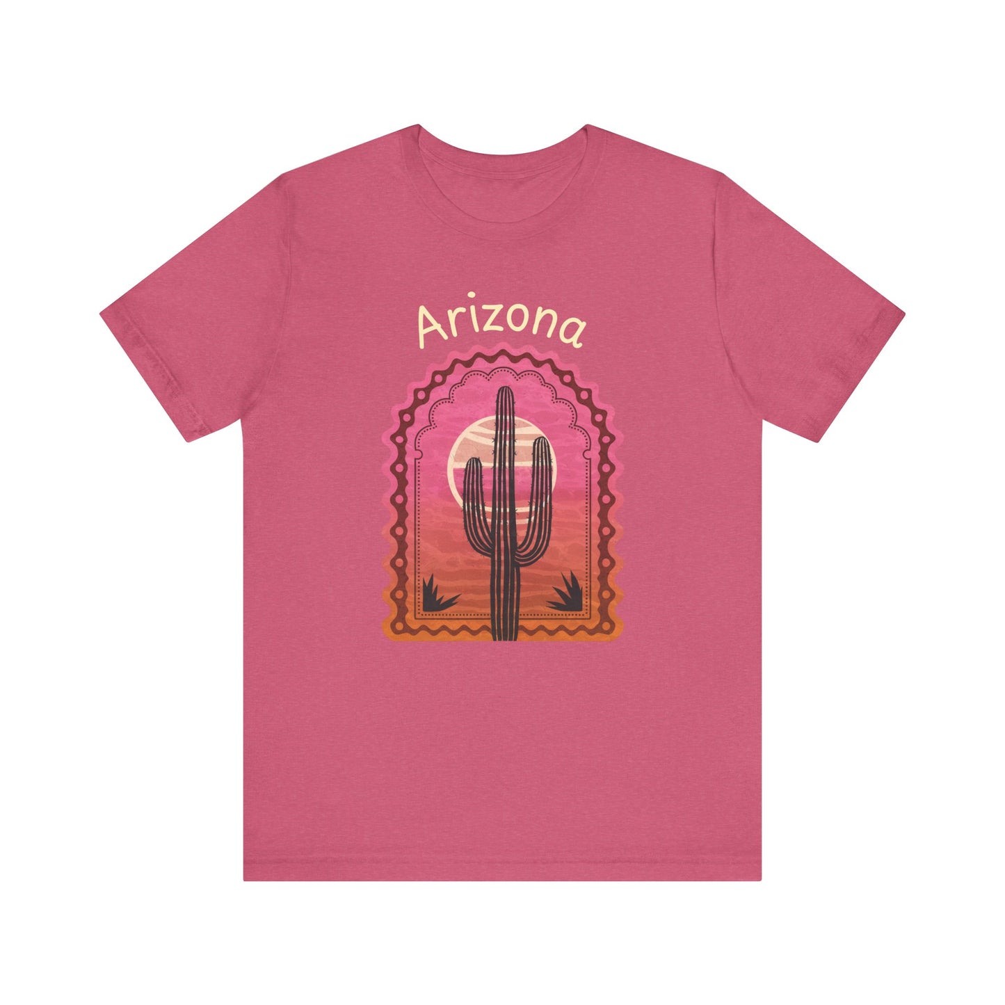 Desert Saguaro Sunset Graphic Tee for Nature Lovers, Boho Summer Shirt, Gift for Adventurers, Vacation Wear, Casual Outfit