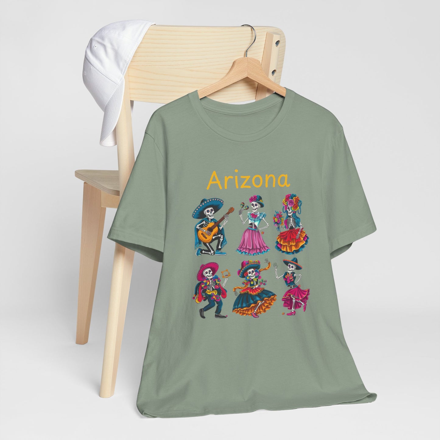 Day of the Dead Inspired Tee, Arizona Theme T-Shirt, Unisex Graphic Tee, Halloween Style Top, Mexican Festival Wear
