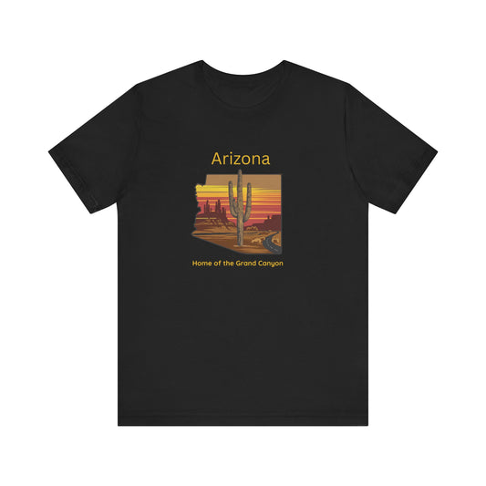 Arizona Sunset Graphic Tee, Arizona Home of the Grand Canyon Shirt, Travel Souvenir, Unisex Casual Wear, Nature Lover Gift