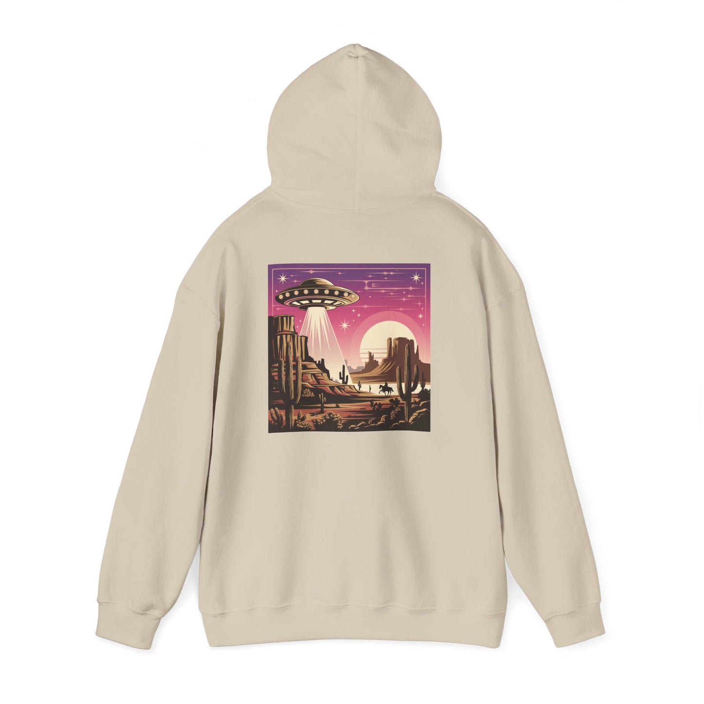 Vintage UFO Adventure Hoodie, Retro Space Sweatshirt, Unisex Hooded Pullover, Sci-Fi Gift, Cool Graphic Hoodie