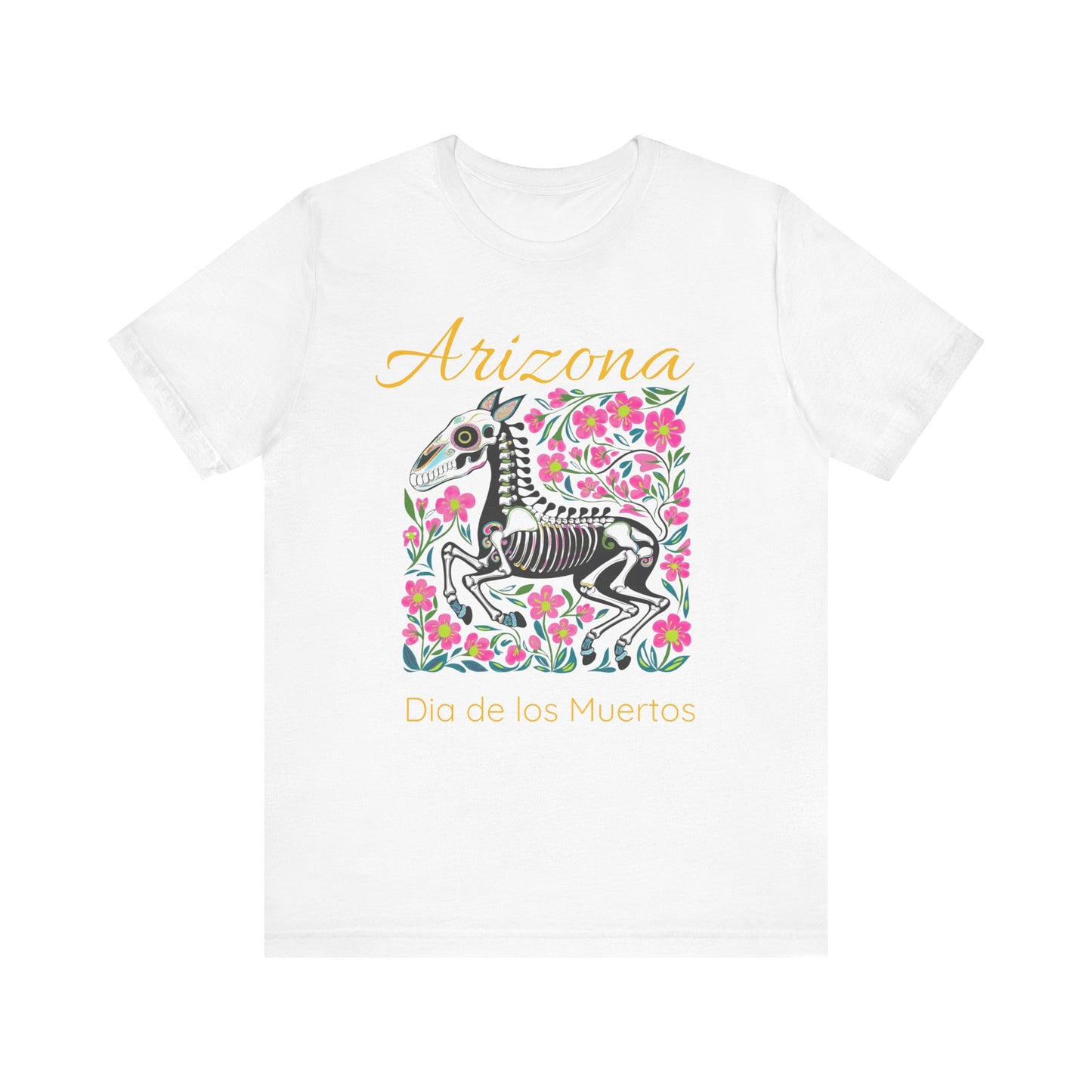 Dia de los Muertos Unisex Tee, Skull Art Shirt, Horse Skeleton,Arizona Gift, Fall Fashion, Halloween Celebration, Fiery Spirit