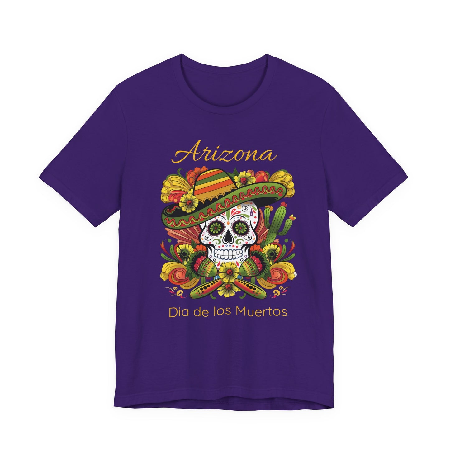 Dia de los Muertos Unisex Jersey Tee, Colorful Skull T-Shirt, Arizona Design, Holiday Apparel, Casual Wear, Gifts for Him and Her