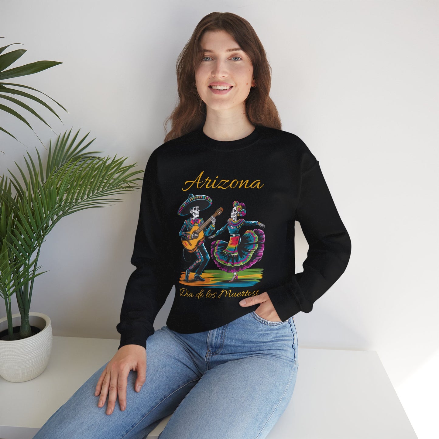 Arizona Día de los Muertos Sweatshirt, Cozy Crewneck, Unisex Apparel, Day of the Dead Gift, Fall Fashion Layer