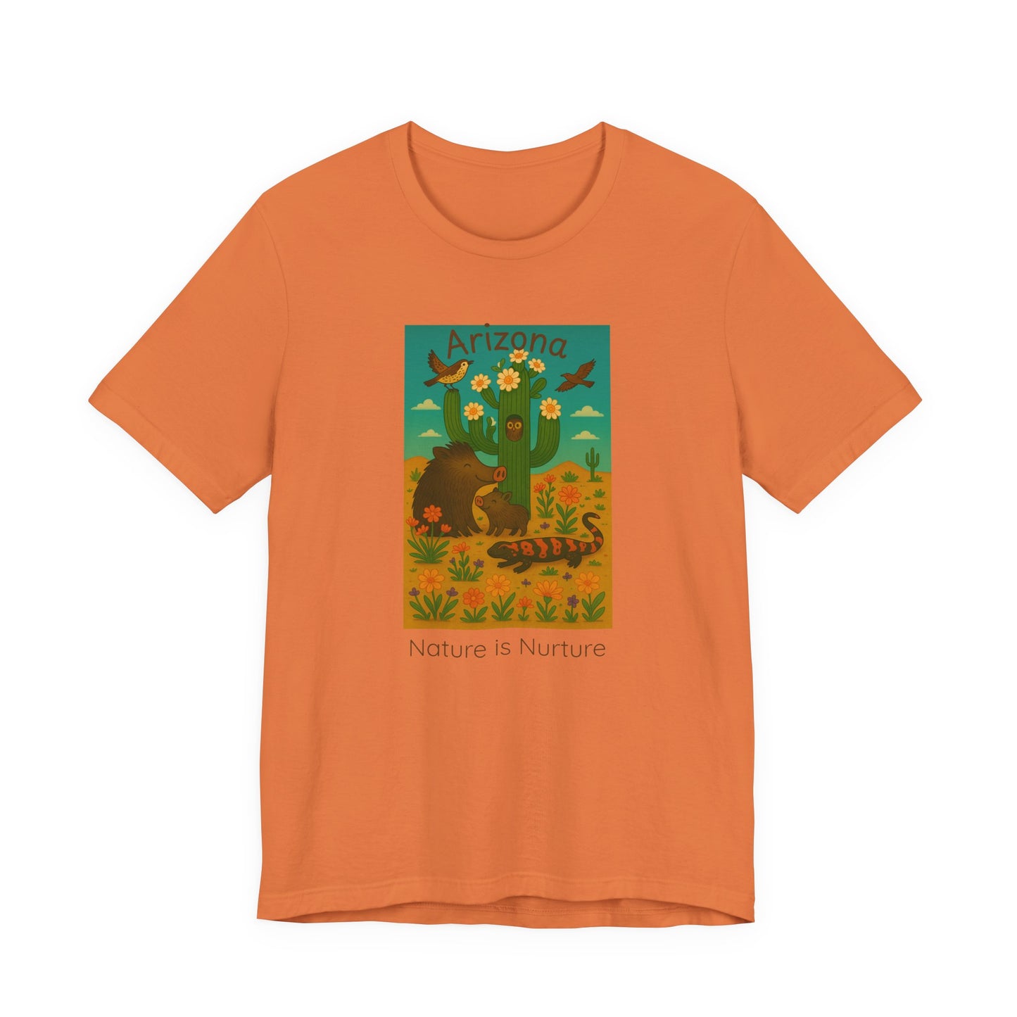 Arizona Desert Saguaro cactus in bloom ,Unisex Tee, Southwest Botanical Shirt, Nature Lover Gift, Boho Desert Top, Desert Critters Tshirt,