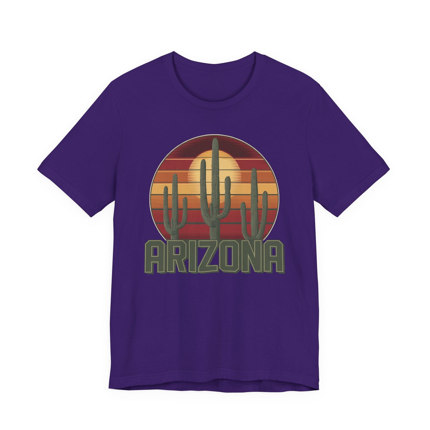 Arizona Desert Landscape Three Saguaro Cactus at Sunset Graphic Tee for Nature Lovers, Boho Summer Shirt, Gift for Adventurers, Vacation Wear, Casual Outfit