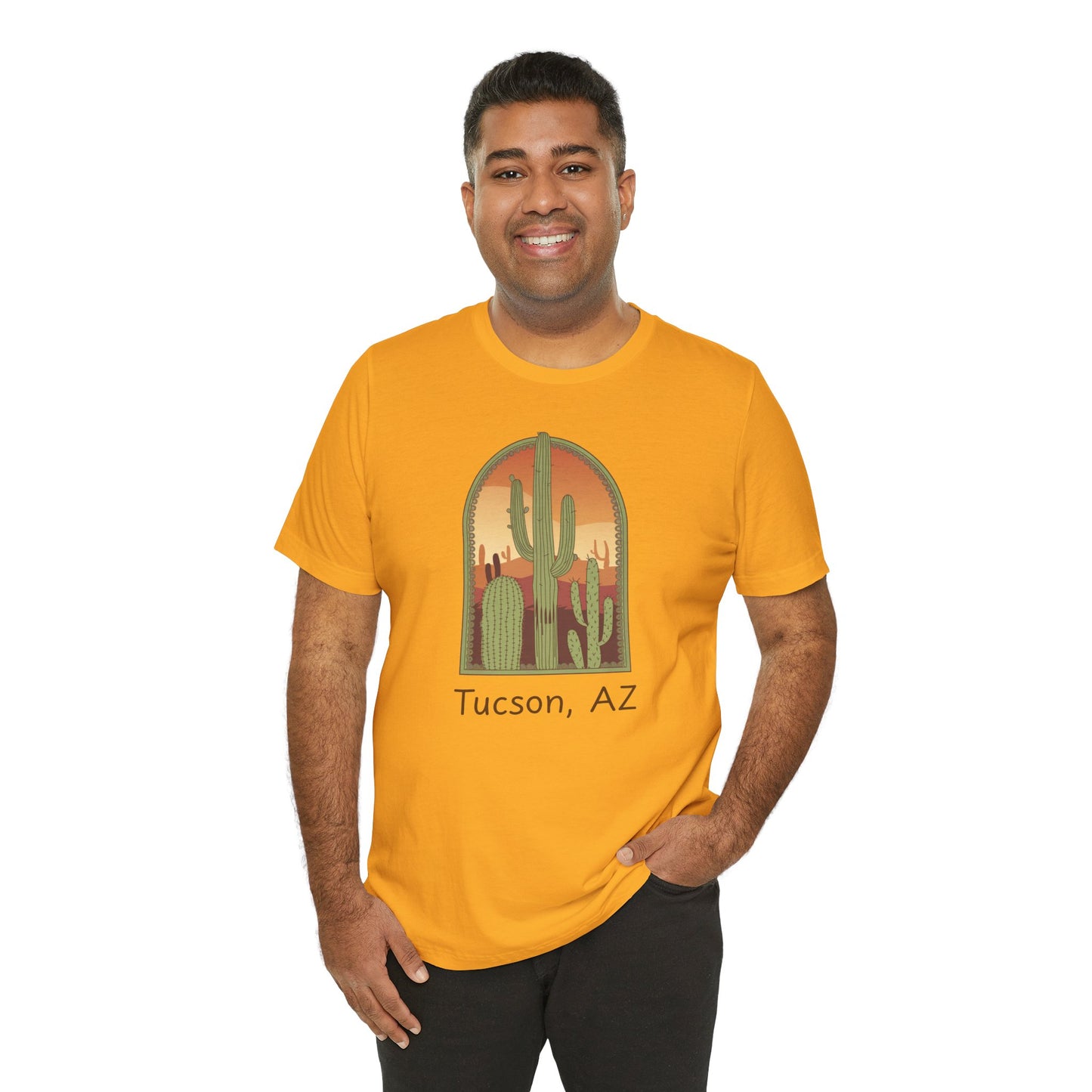Desert Sunset Tee, Tucson Cactus Shirt, Unisex Short Sleeve, Gifts for Nature Lovers, Southwest Apparel, Travel Souvenir