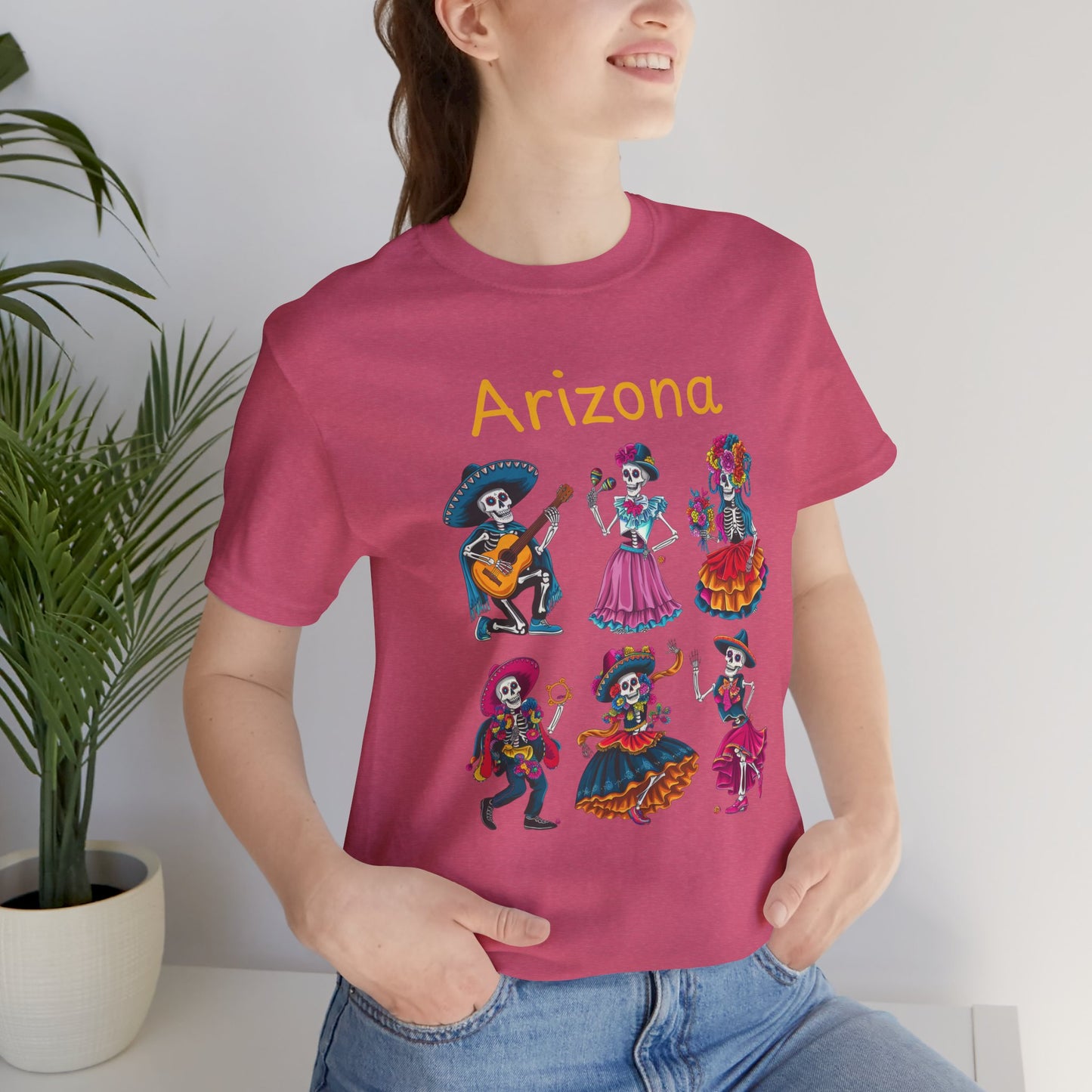 Day of the Dead Inspired Tee, Arizona Theme T-Shirt, Unisex Graphic Tee, Halloween Style Top, Mexican  Festival Wear